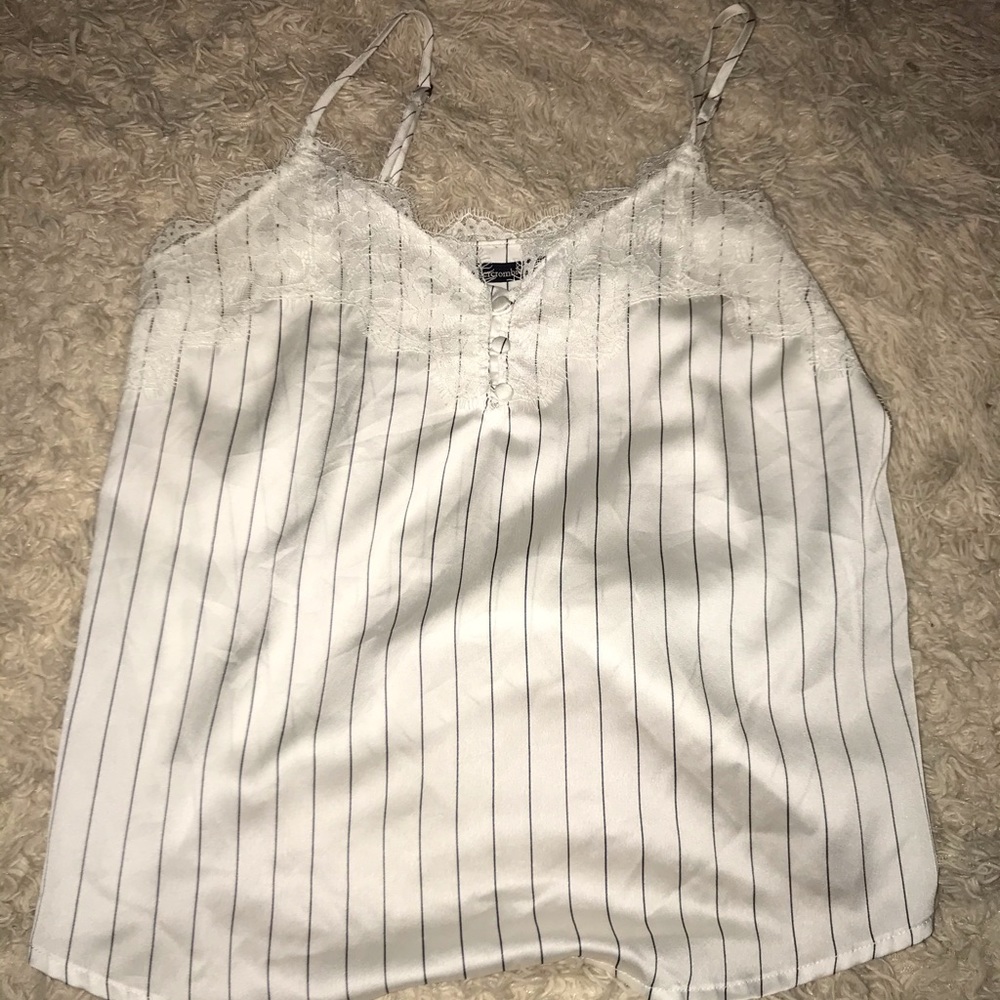 Abercrombie White and Navy Striped Tank